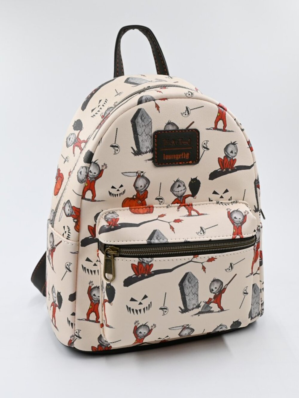 LoungeFly Trick'r'Treat Sam All Over Design Faux Leather Mini Backpack